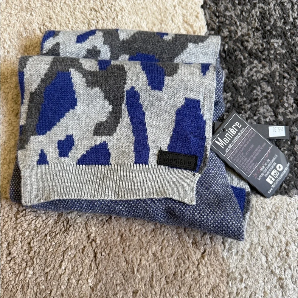 Maniere De Voir Blue and Gray women’s Scarf- Brand New